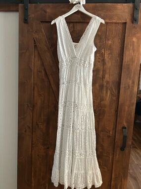 Propper White Crochet Lace Maxi Dress